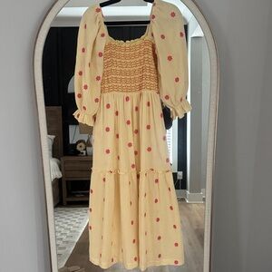 Amazon Yellow Dress with Pink Floral Pattern